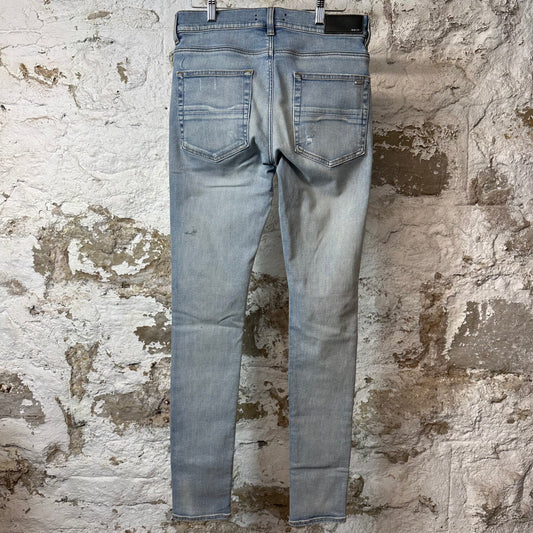 Amiri MX1 Red Suede Light Blue Denim Jeans Sz 31