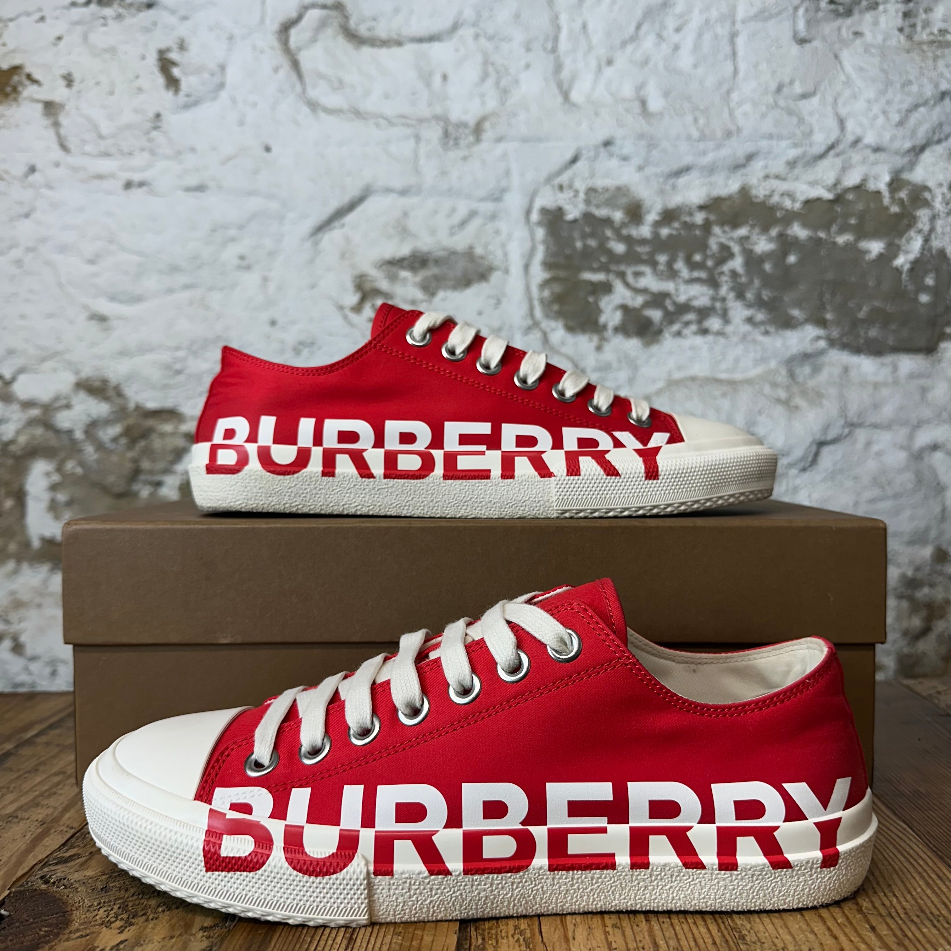 Burberry Red White Spellout Larkhall Sneaker Sz 8 (41)