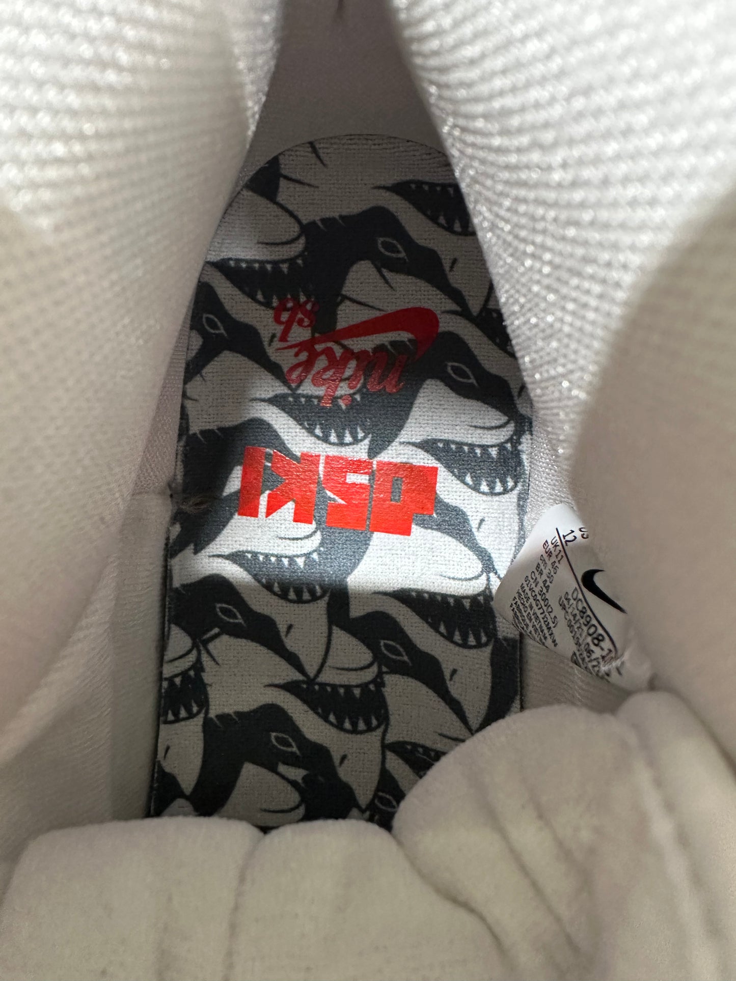 Nike SB Dunk High Oski Great White Shark Sz 12 DS