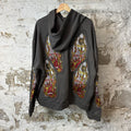 Who Decides War Flame Stained Glass Hoodie Grey Sz L