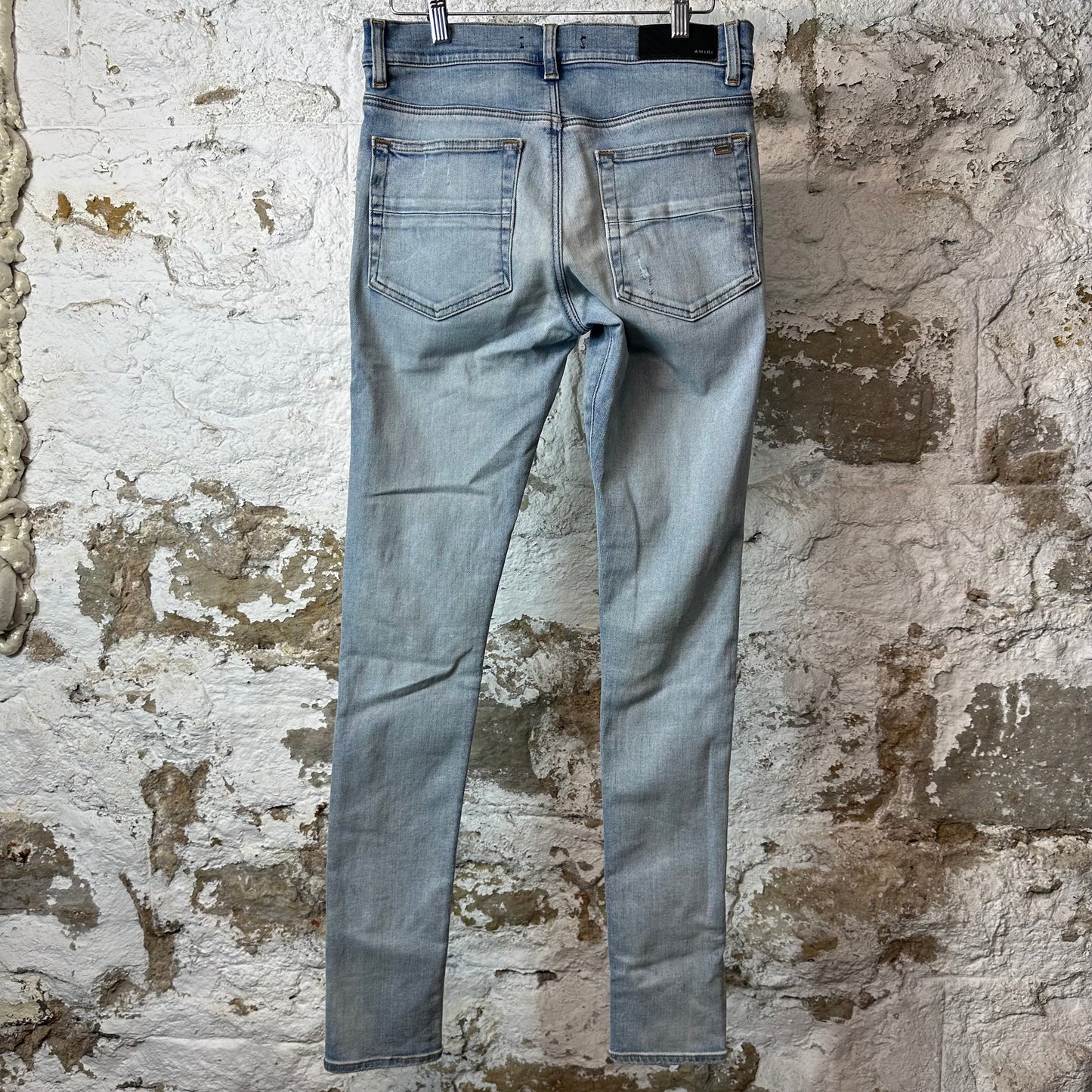 Amiri MX1 Green Suede Blue Denim Jeans Sz 28
