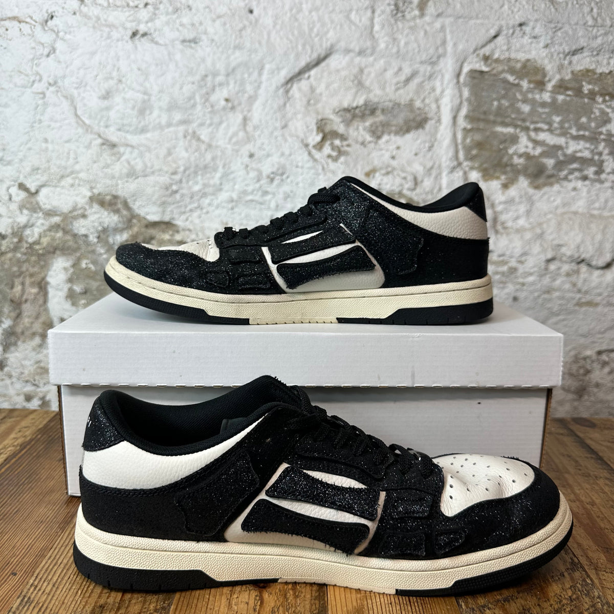 Amiri Black Glitter Skeleton Black White Sneaker Sz 11 (44)