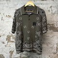 Amiri White Paisley Polo Shirt Olive Sz M