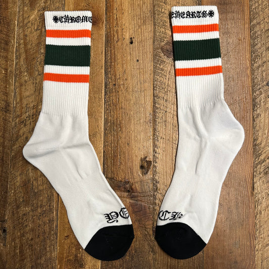 Chrome Hearts Green Orange Stripe White Socks DS