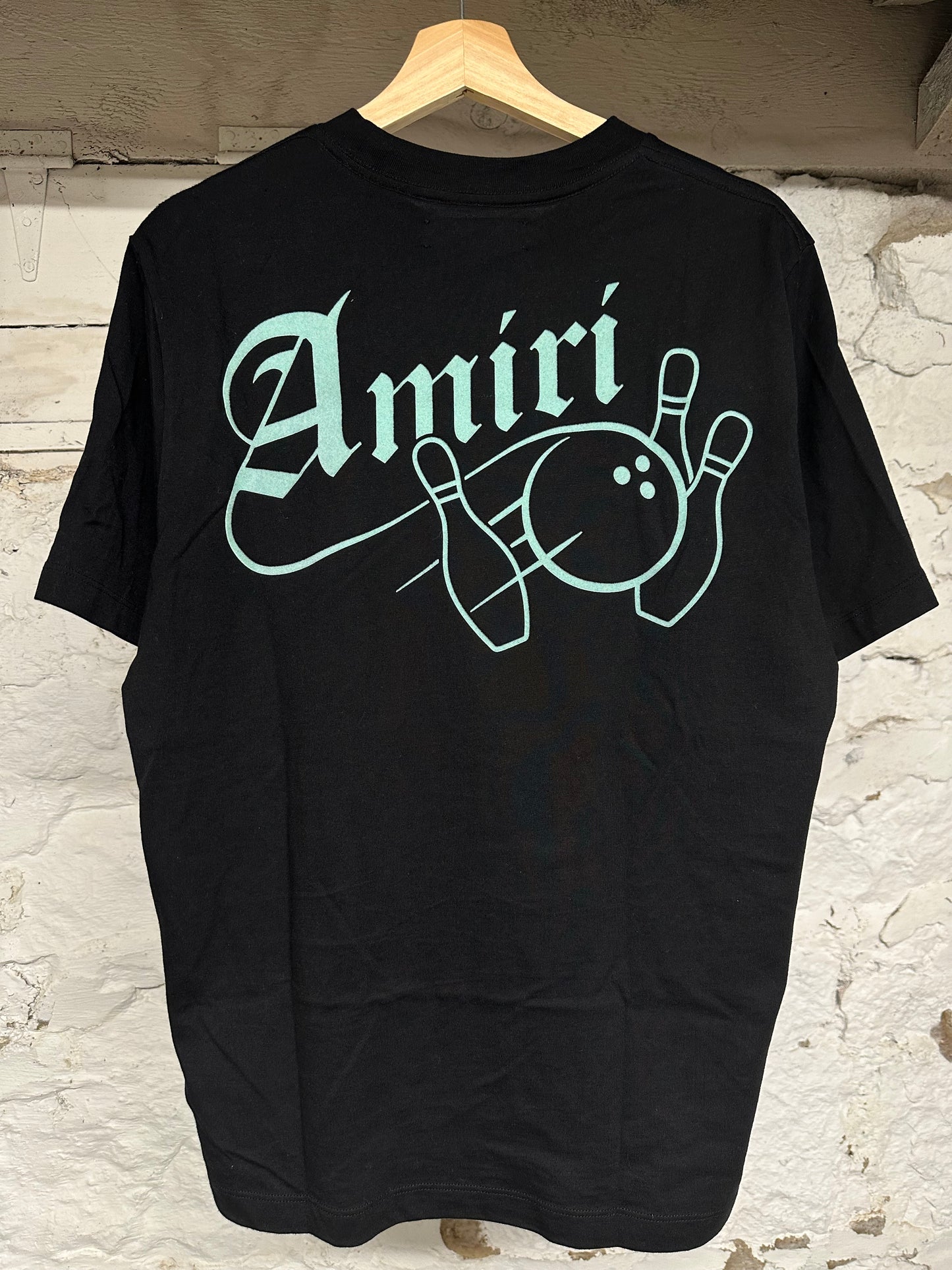 Amiri Bowling Logo Black T-Shirt Sz S