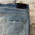 Amiri Green Camo Bones Blue Denim Jeans Sz 40