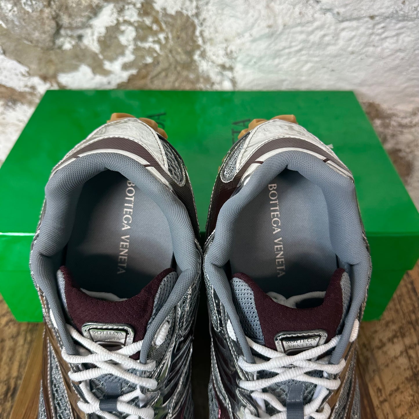 Bottega Veneta Burgundy Silver Orbit Sneaker Sz 14 (47)
