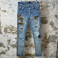 Amiri MX1 Biker Patches Blue Denim Jeans Sz 32