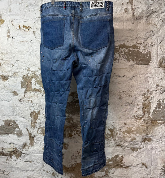 Who Decides War Gathered Dark Blue Denim Jeans Sz 38