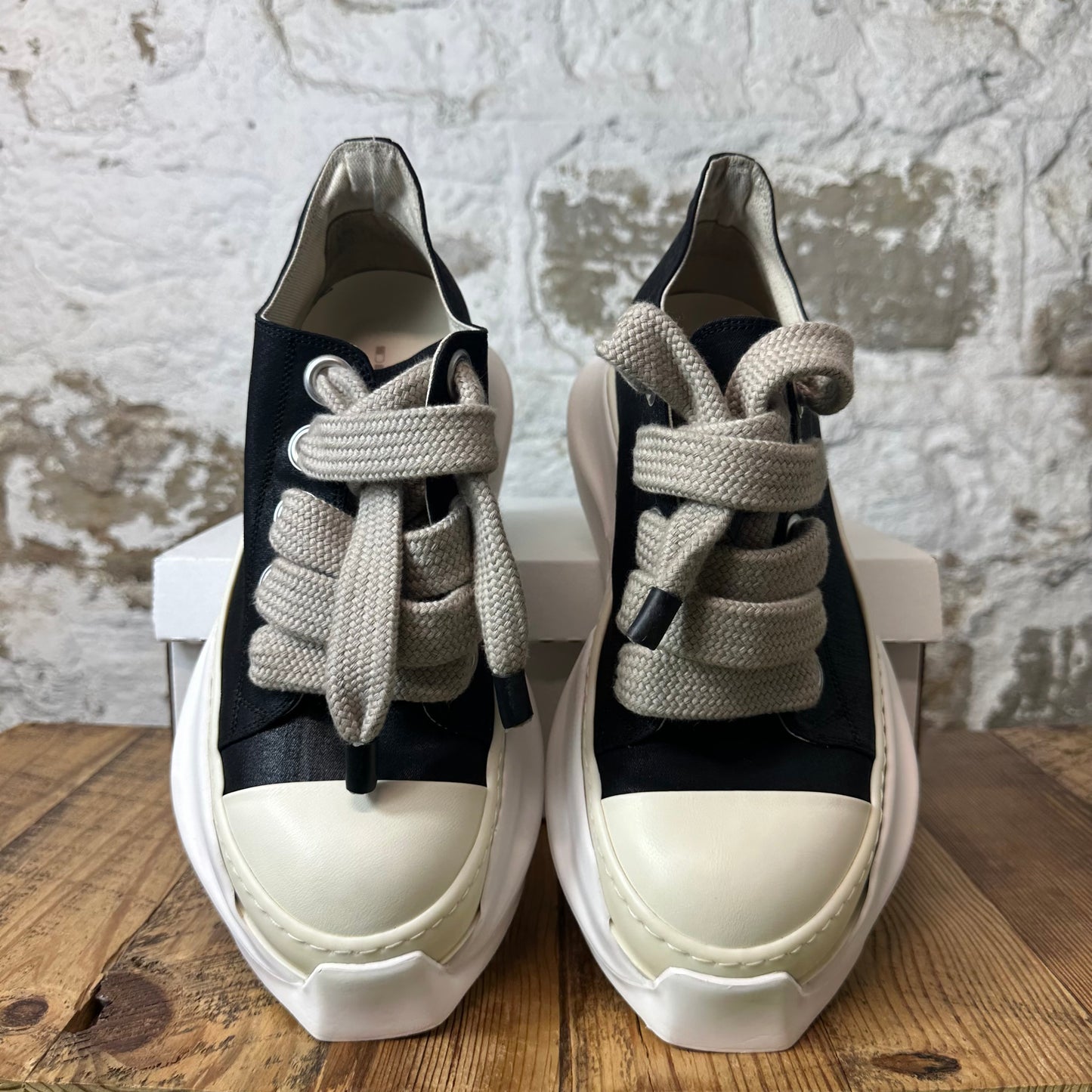 Rick Owens Abstract Black Wax Canvas Milk Sneaker Sz 9.5 (42.5)