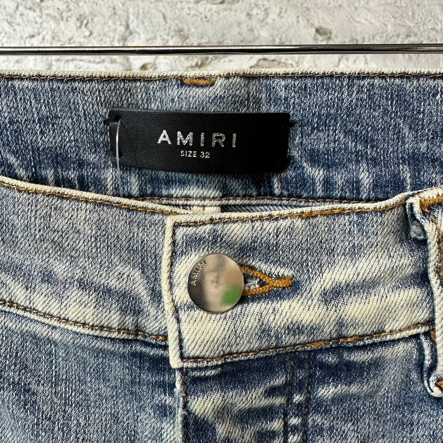 Amiri MX1 Tie Dye Patch Blue Denim Jeans Sz 32