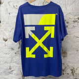 Off White Yellow Blue Diagonals T-shirt Sz S