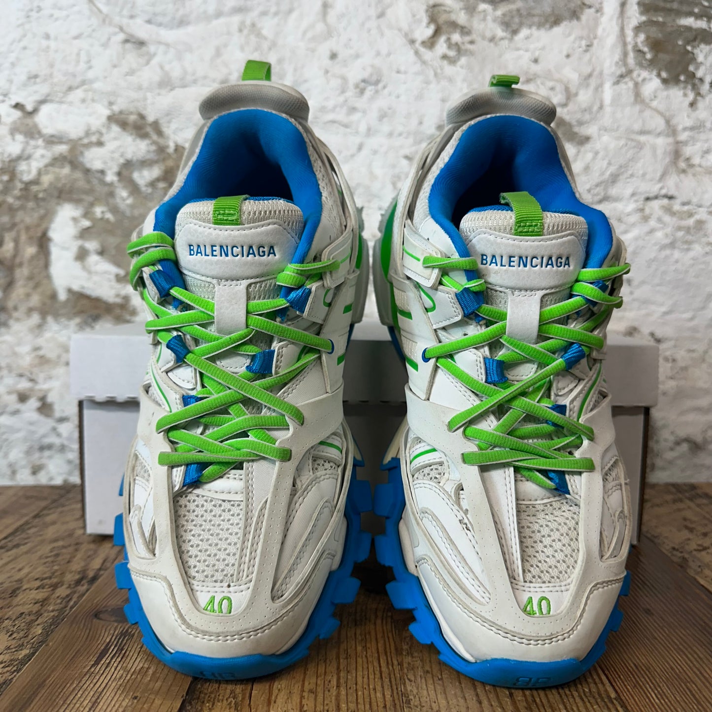 Balenciaga Track Runner White Green Blue Sneaker Sz 7 (40)