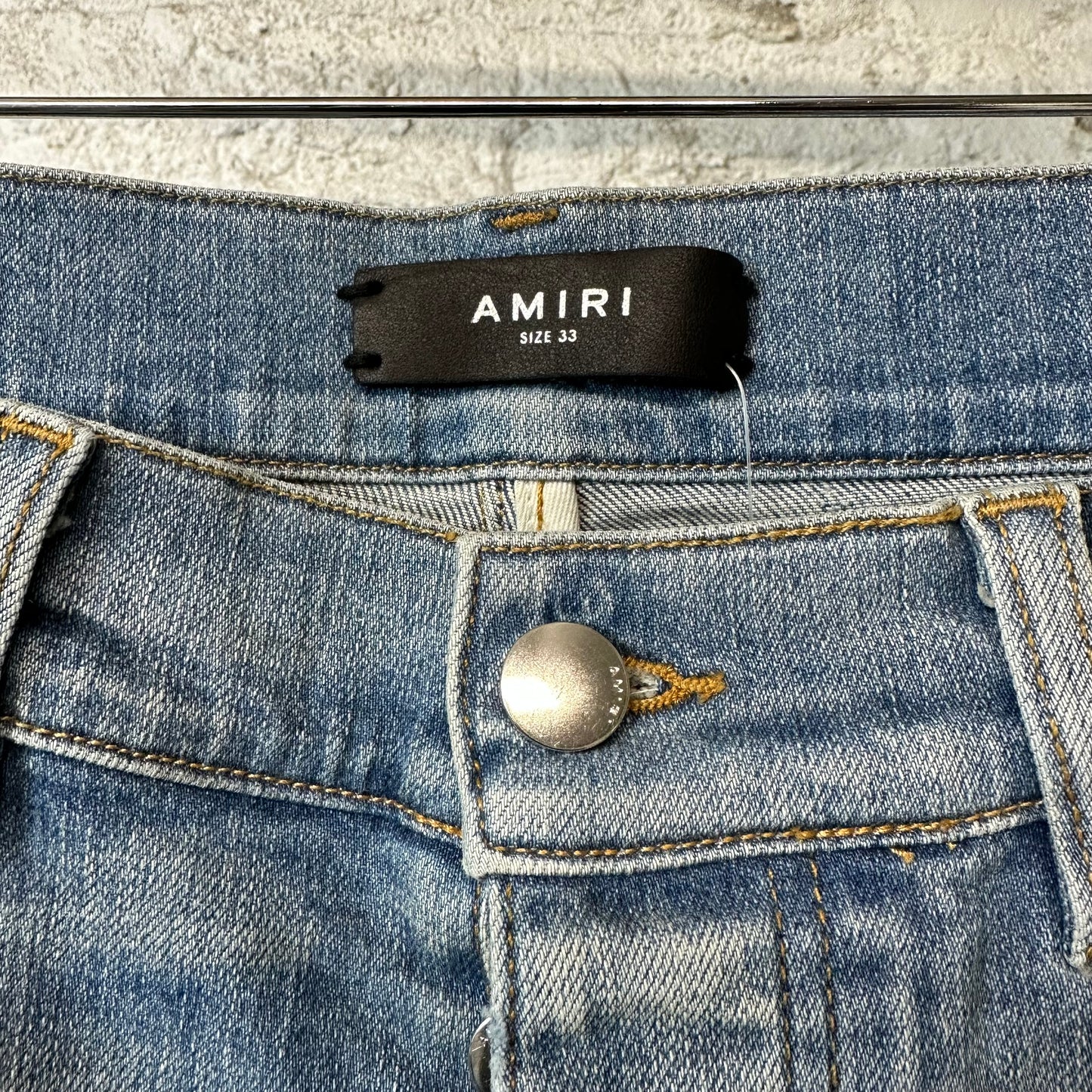 Amiri MX1 Green Plaid Flannel Blue Denim Jeans Sz 33