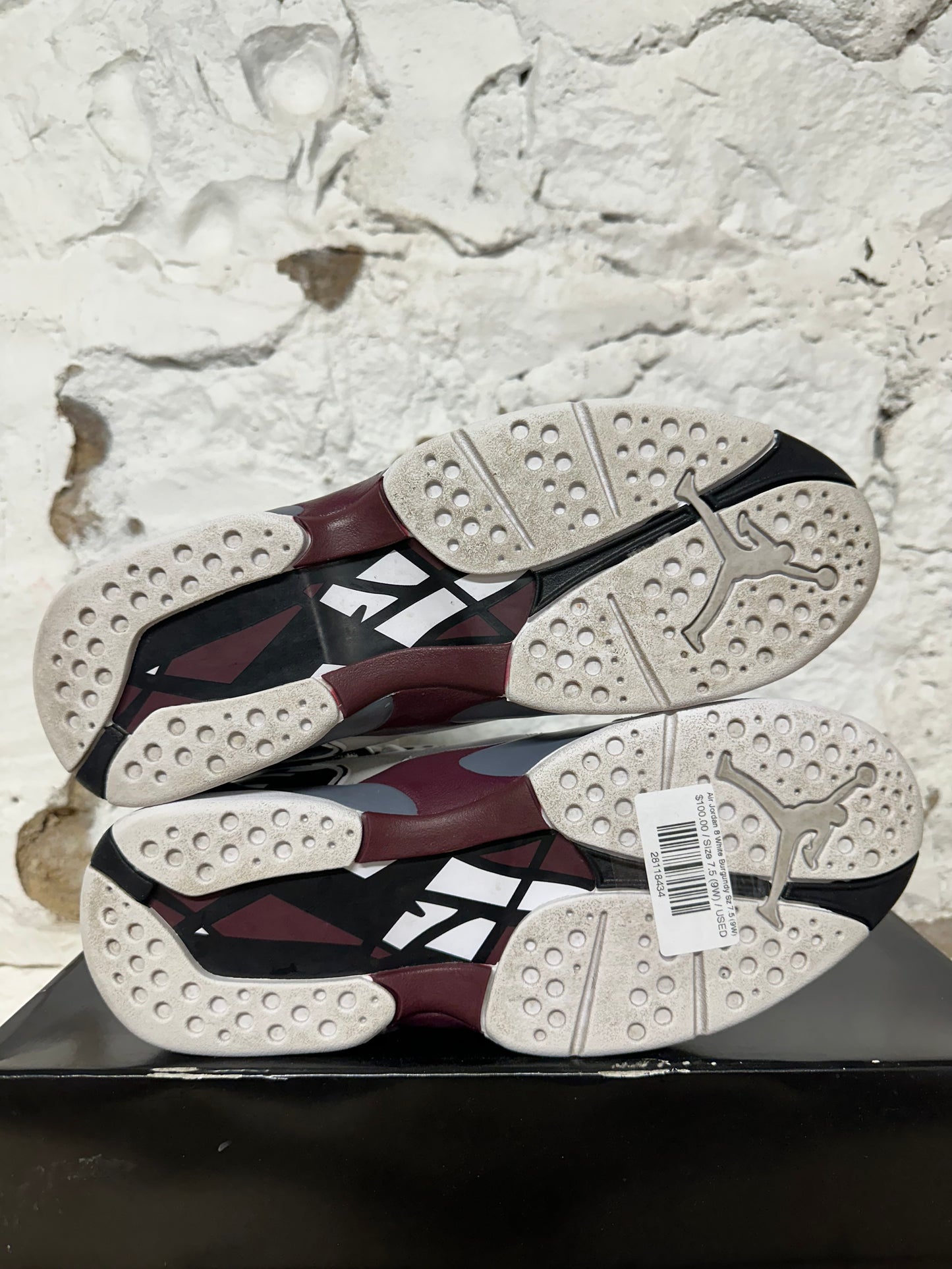 Air Jordan 8 White Burgundy Sz 7.5 (9W)