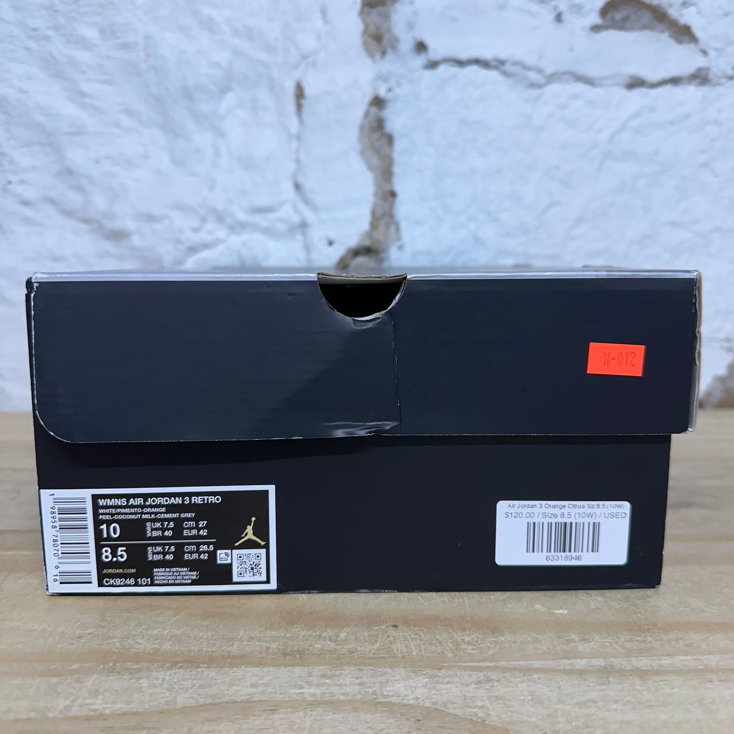 Air Jordan 3 Orange Citrus Sz 8.5 (10W)