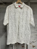 Supreme Chainstitch Chiffon White Button Up Shirt Sz M