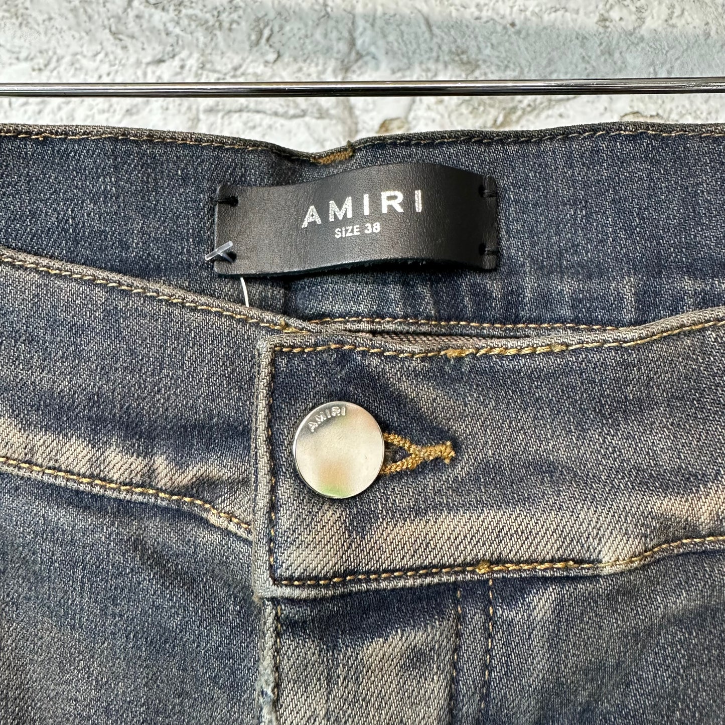 Amiri MX1 Plaid Dirty Blue Denim Jeans Sz 38