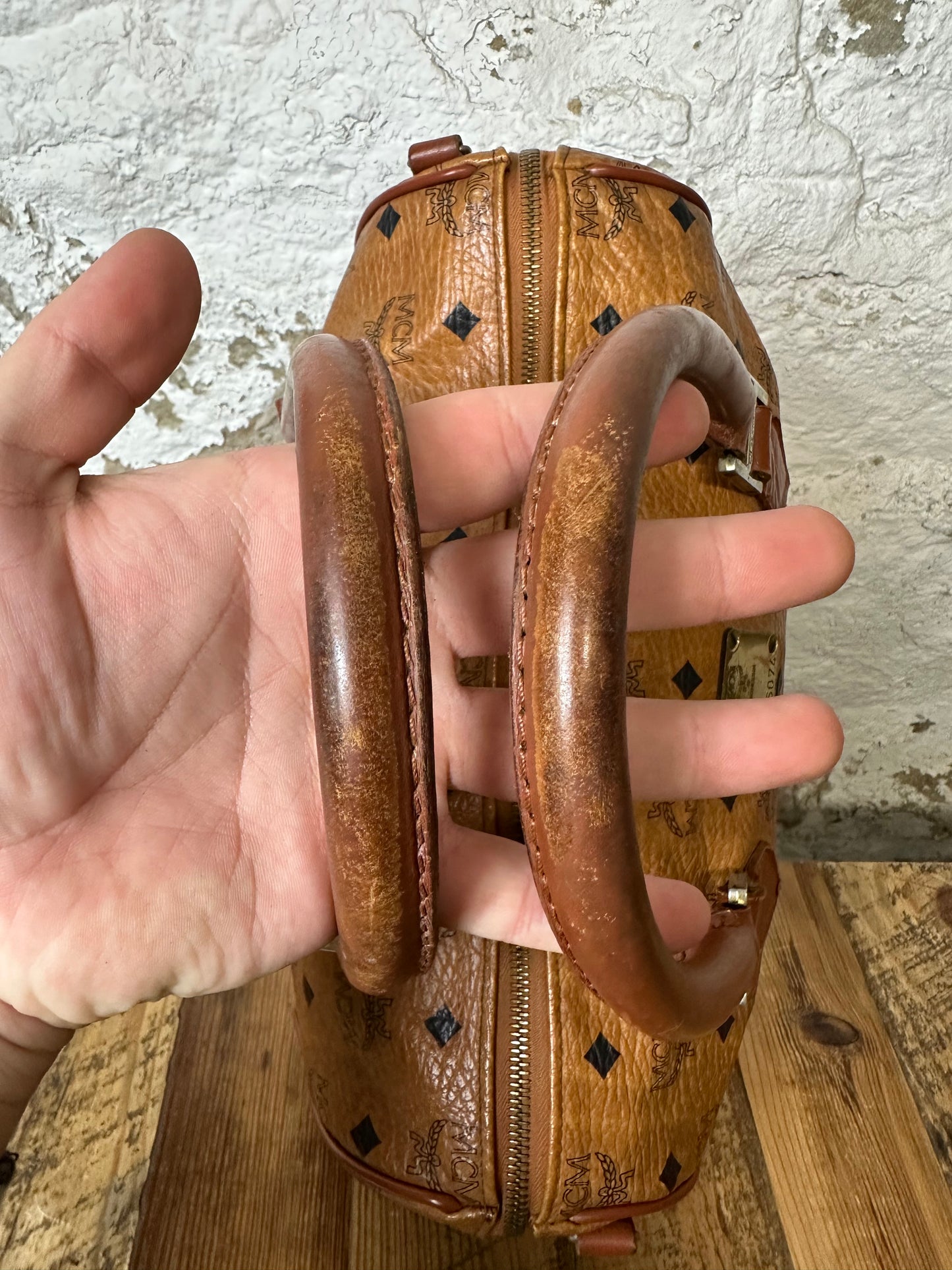 MCM Cognac Boston Bag