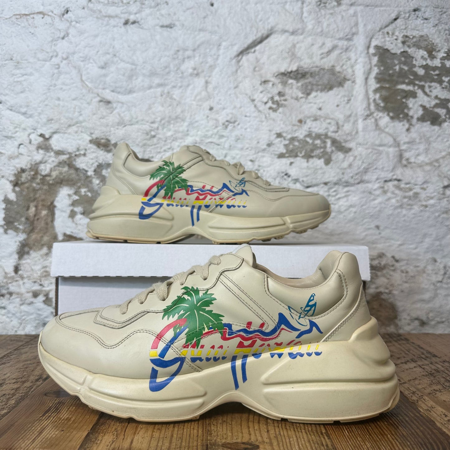 Gucci Rython Hawaii Cream Sneaker Sz 9