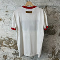 Louis Vuitton Blue Red Intarsia Logo Ringer White T-Shirt Sz S