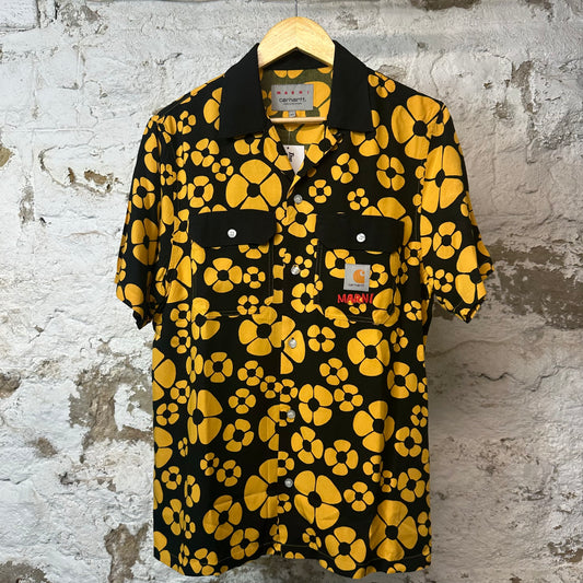 Marni Yellow CW Black Button Up Shirt Sz XS