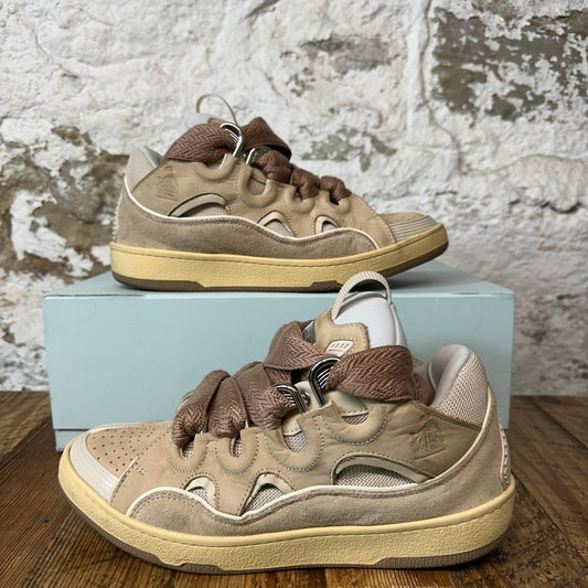 Lanvin Curb Brown Lace Tan Beige Sneaker Sz 9 (42)