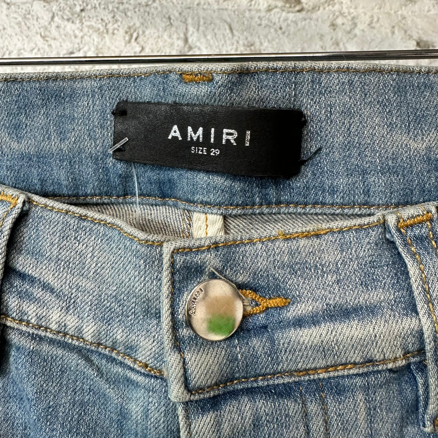 Amiri MX1 Cream Suede Blue Denim Jeans Sz 29
