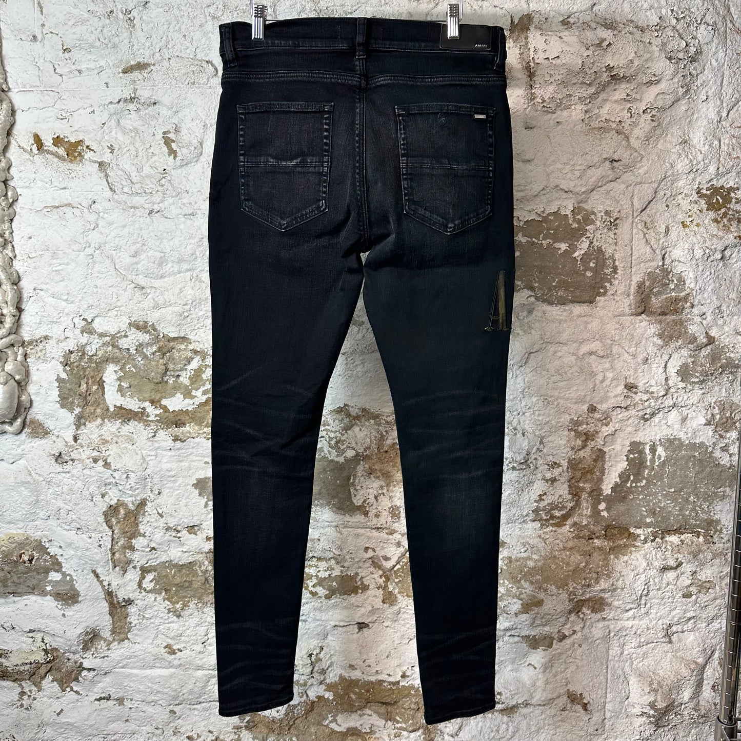 Amiri MX1 Camo Spell Black Denim Jeans Sz 34