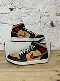 Air Jordan 1 Mid Tan Black Sz 9