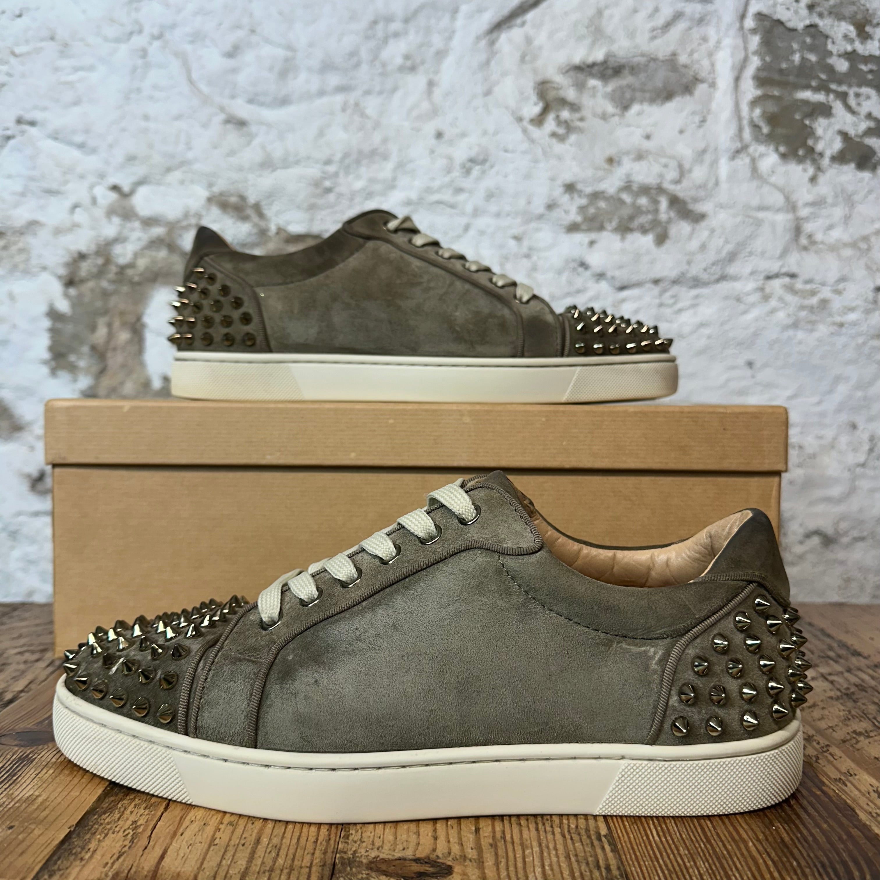 Christian Louboutin Khaki Suede Spike Sneaker Sz 8 (41)