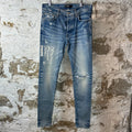 Amiri Distressed Side Spell Blue Denim Jeans Sz 31