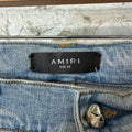 Amiri Orange Leather Star Chemist Blue Denim Jeans Sz 30