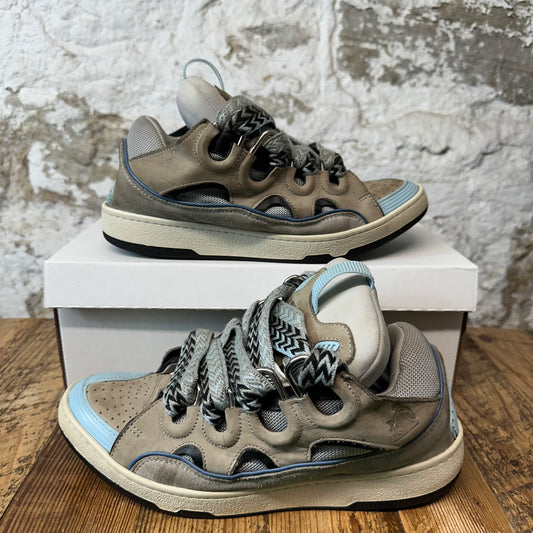 Lanvin Curb Black Blue Lace Grey Sneaker Sz 9 (42)