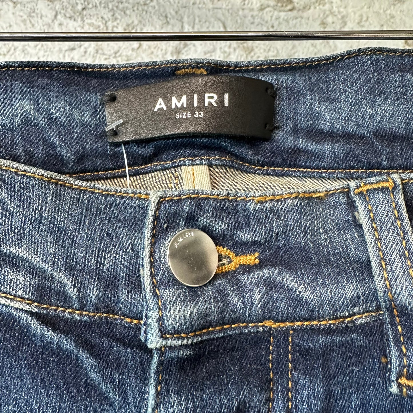 Amiri MX1 Blue Plaid Flannel Dark Blue Denim Jeans Sz 33