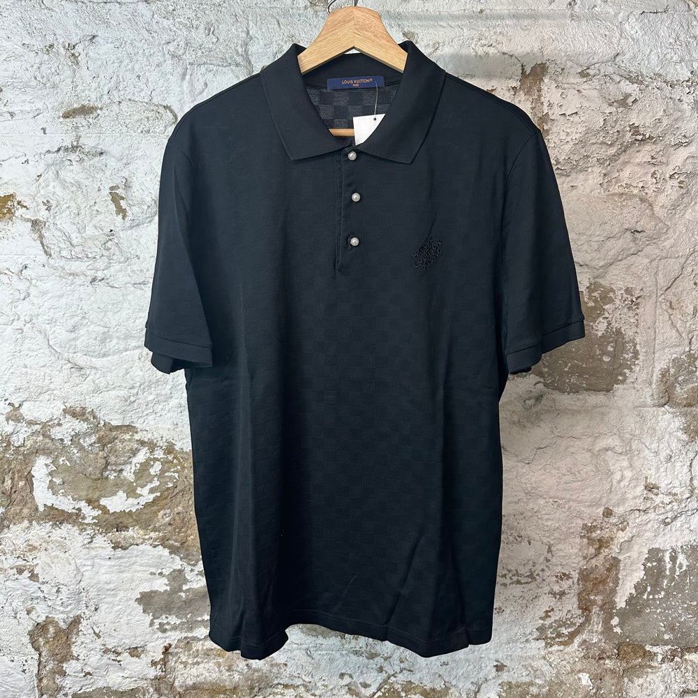 Louis Vuitton Marque Pearl Black Polo Shirt Sz XXL