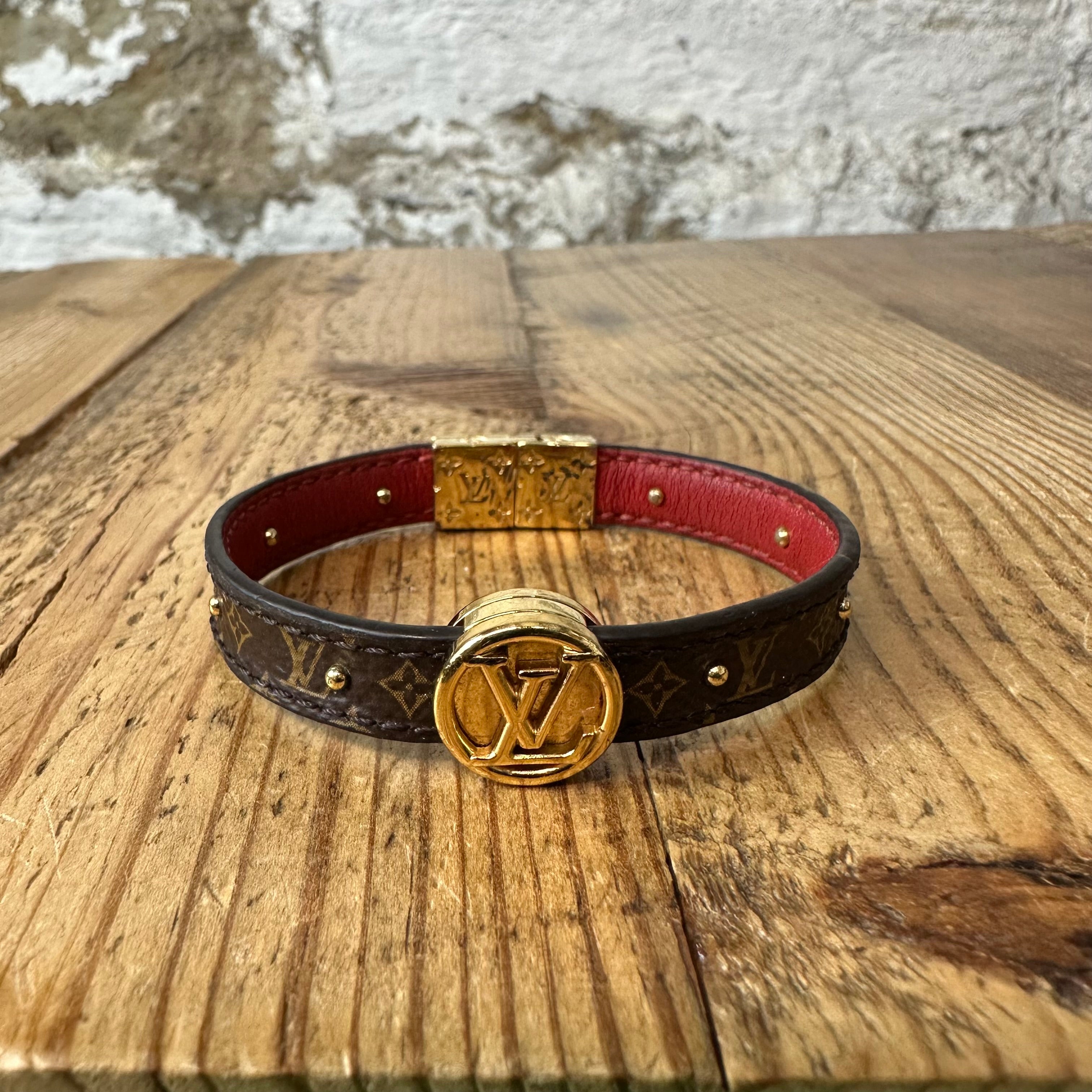 Louis Vuitton Reversible Brown Monogram Red Bracelet