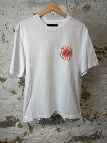 Amiri Fire Logo Spell T-shirt White Sz M