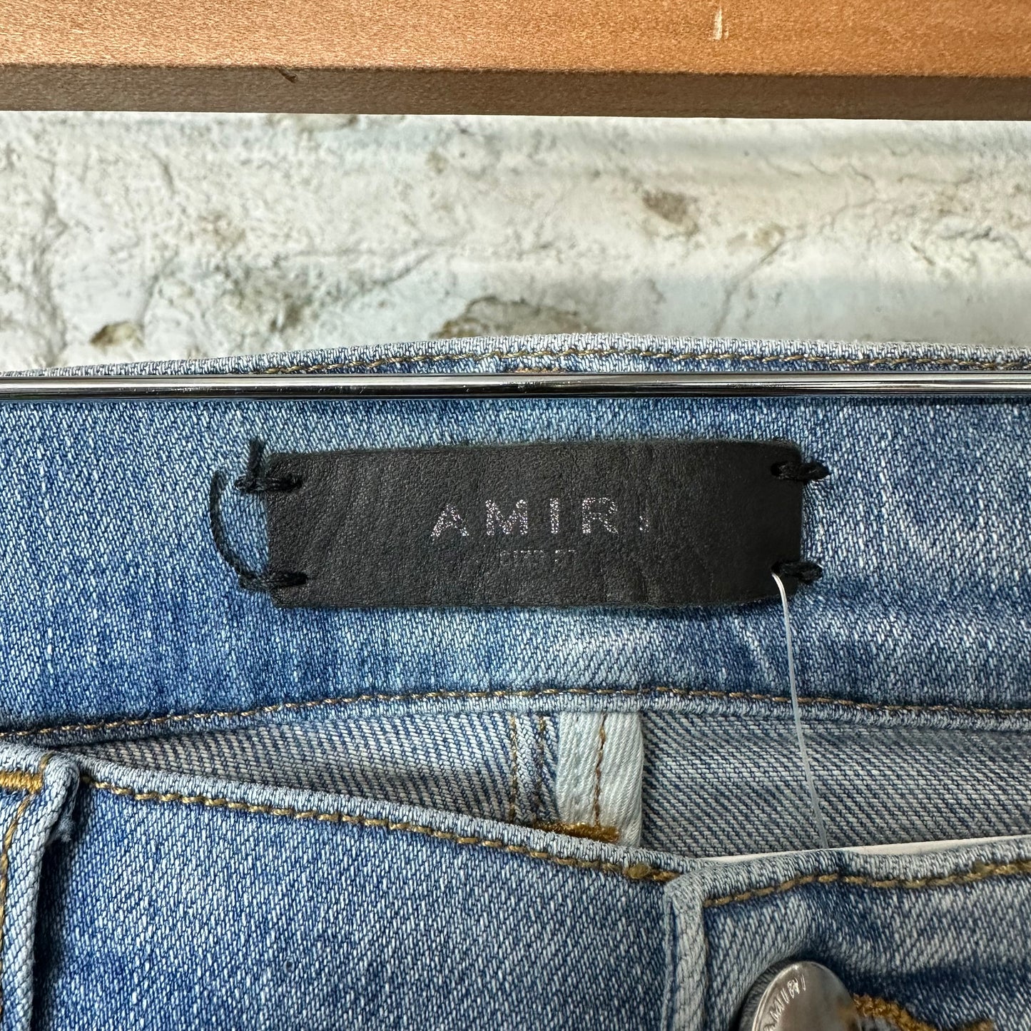 Amiri MX1 Camo Spell Blue Denim Jeans Sz 31