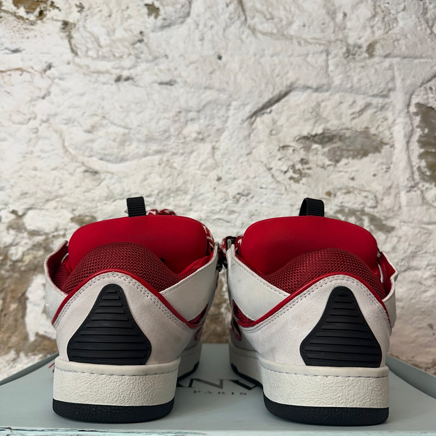 Lanvin Curb Black White Red Sneaker Sz 8 (41)