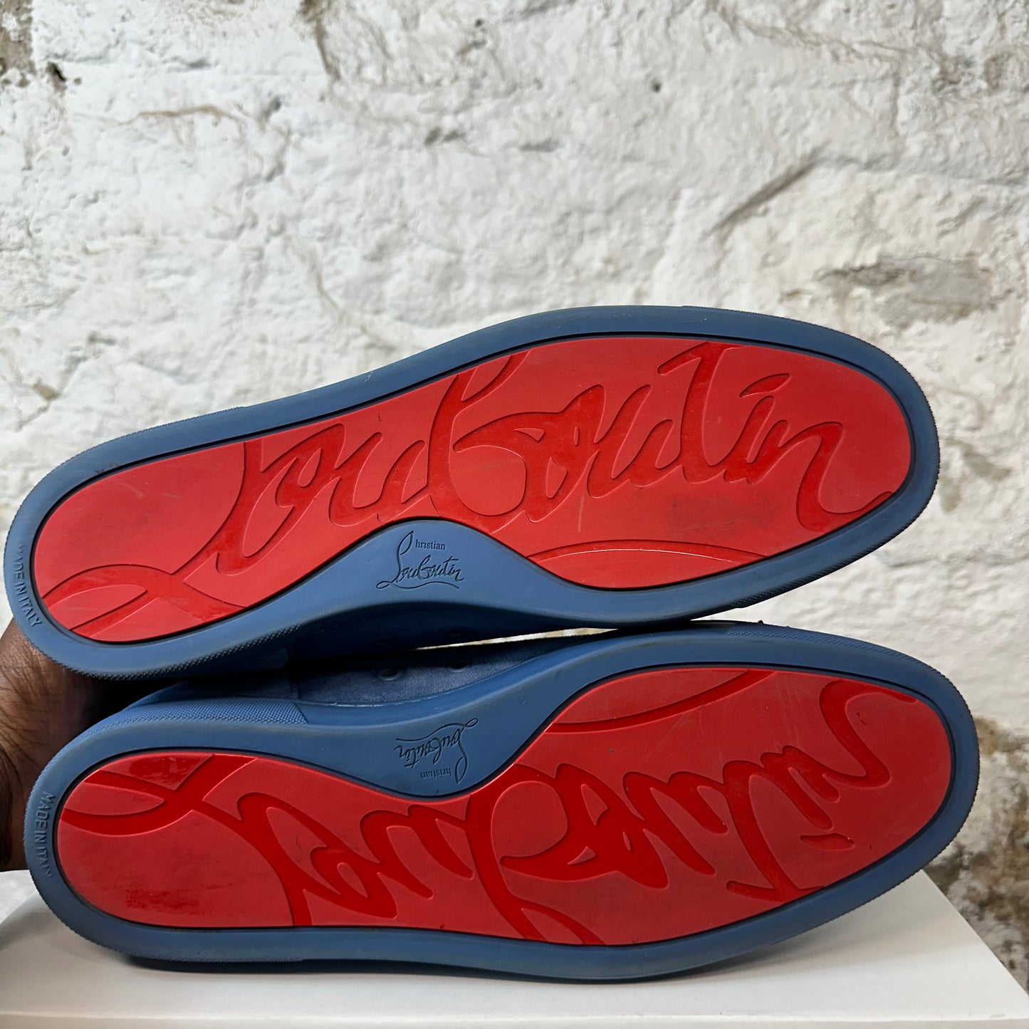 Christian Louboutin Blue Suede Spike Low Sz 12.5 (45.5) No Box