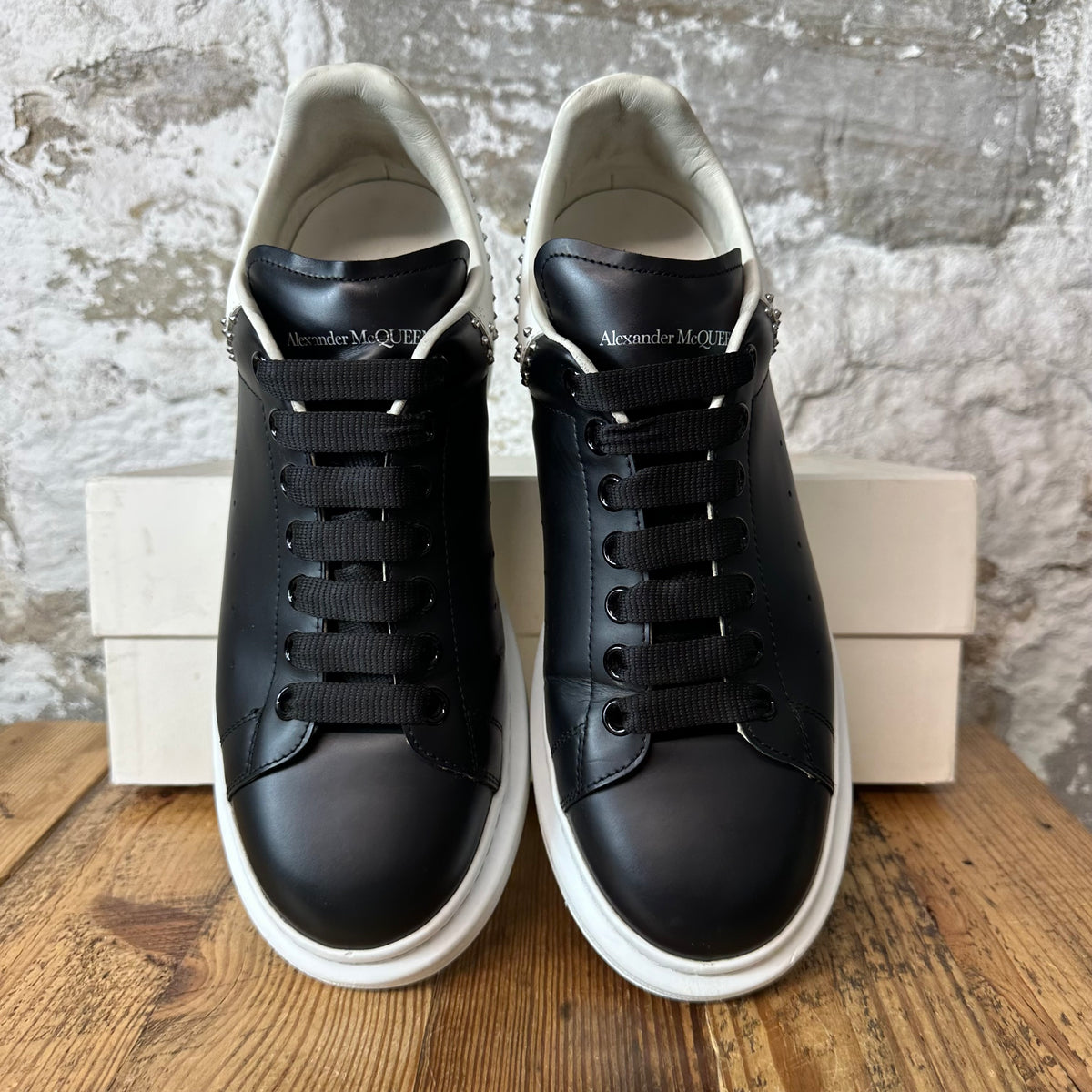Alexander McQueen White Studded Tab Black White Sneaker Sz 10 (43)