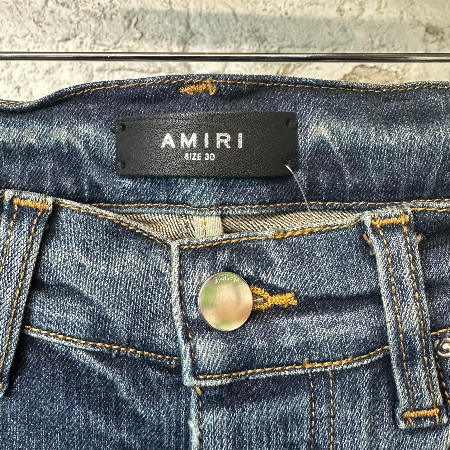 Amiri MX1 Blue Plaid Dark Blue Denim Jeans Sz 30