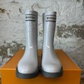 Louis Vuitton Drop Flat Grey Monogram Rain Boot Sz 6 (38)