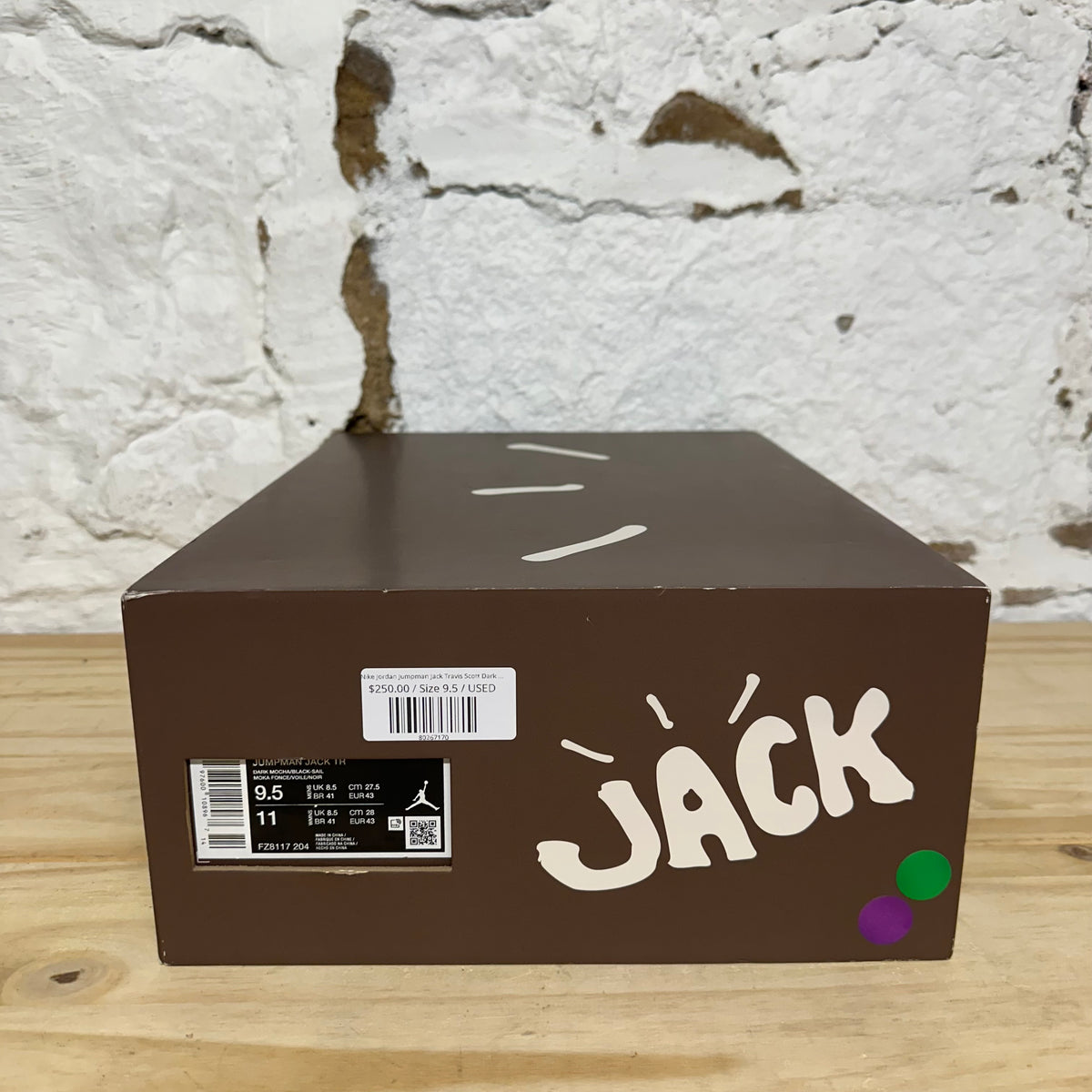 Jordan Jumpman Jack Travis Scott Dark Mocha Sz 9.5