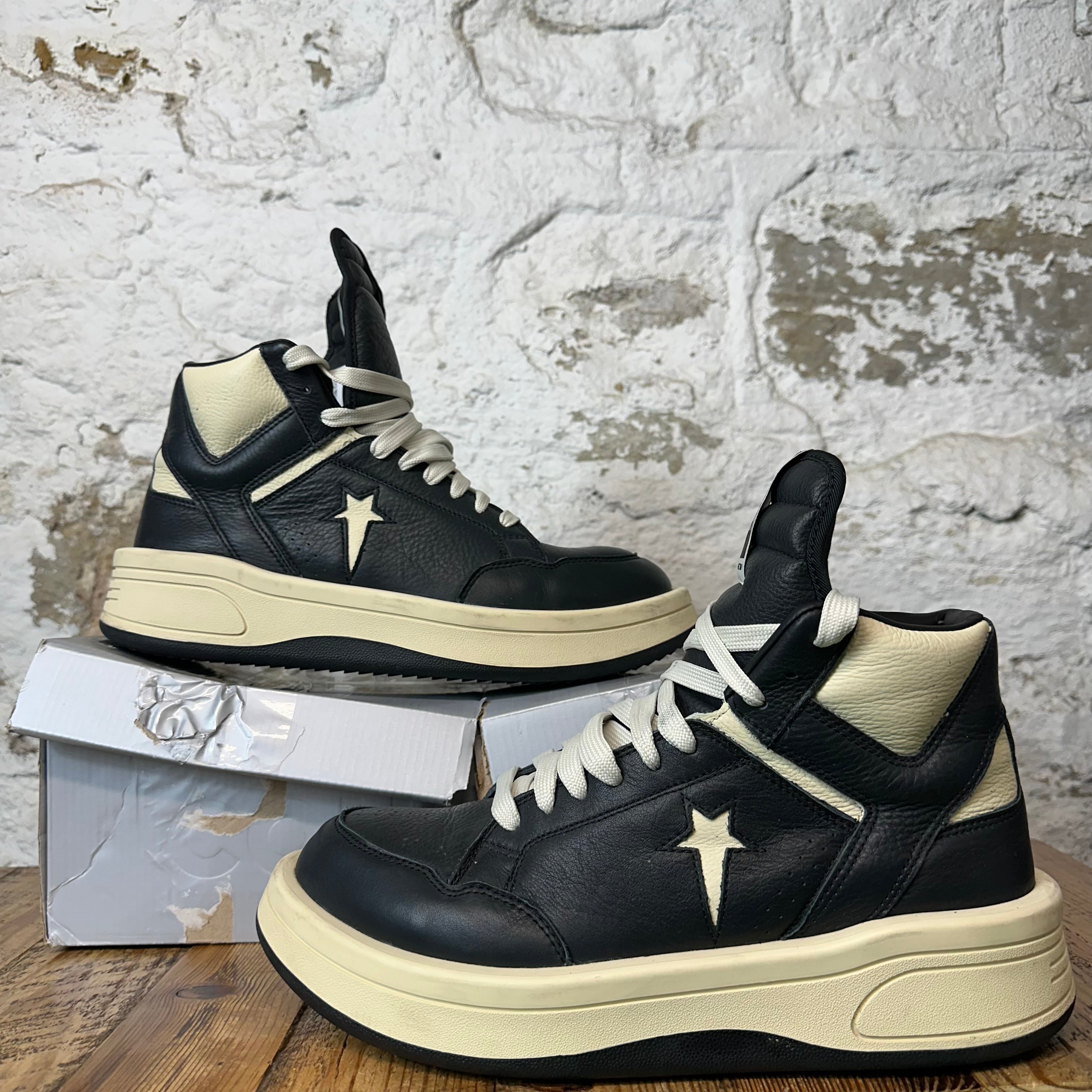 Rick Owens High TURBOWPN Black Cream Sneaker Sz 11.5