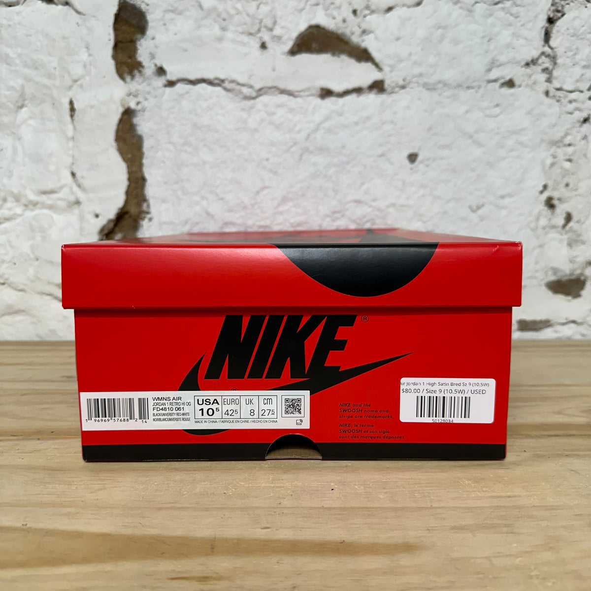 Air Jordan 1 High Satin Bred Sz 9 (10.5W)
