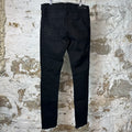Amiri Leather Script Logo Black Denim Jeans Sz 34