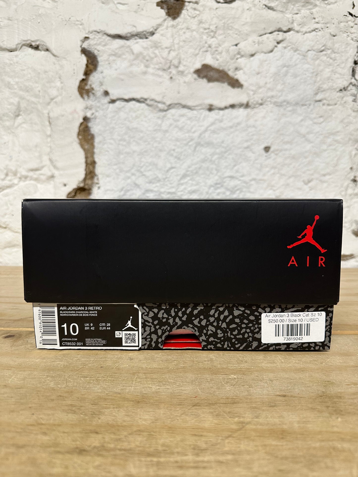 Air Jordan 3 Black Cat Sz 10
