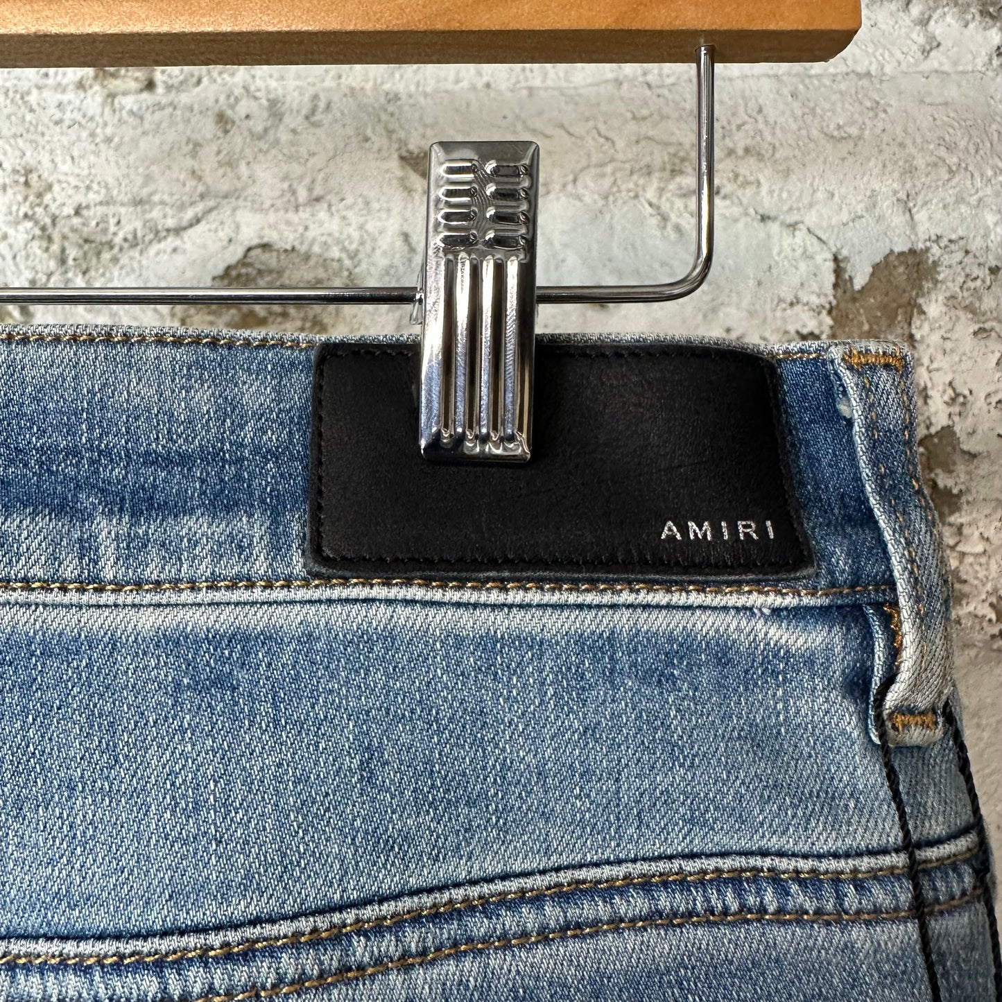 Amiri MX1 Cracked Orange Blue Denim Jeans Sz 34